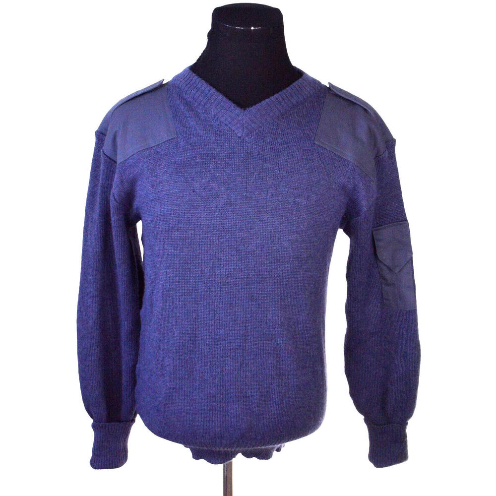 British Royal Air Force Mens Sweater Jumper 100cm L Utility Blue Grey Wool Blend